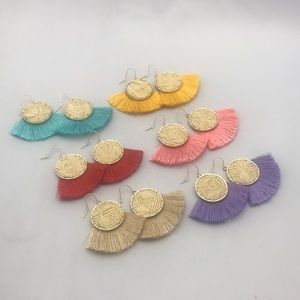 Metal and thread earrings